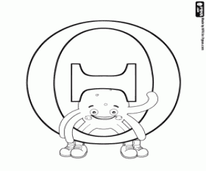 desenho de Pypus e a letra grega Θ para colorir