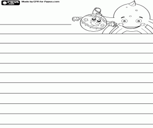 desenho de Pypus e bola de Natal, a letra para colorir