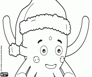 desenho de Pypus com o chapéu de Papai Noel para colorir