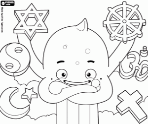 desenho de Pypus e as religiões para colorir