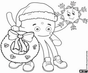 desenho de Pypus com enfeites de Natal para colorir