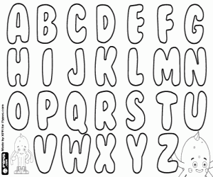 desenho de Pypus e letras do alfabeto latino para colorir