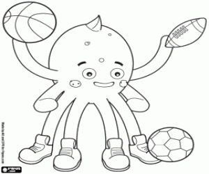 desenho de Pypus o polvo adora esportes para colorir