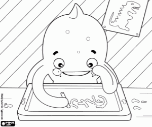 desenho de Pypus o polvo escreve com giz para colorir