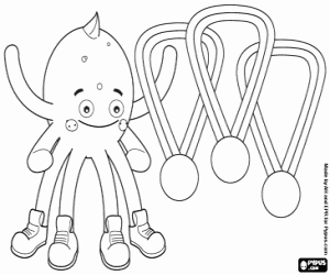 desenho de Pypus o polvo com três medalhas para colorir
