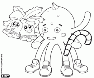 desenho de Pypus com sinos e um doce para colorir