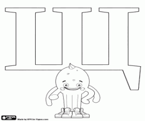 desenho de Pypus sob a letra russa Щ para colorir