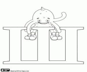 desenho de Pypus sobre a letra russa Ш para colorir