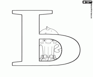 desenho de Pypus para trás a letra russa Ь para colorir