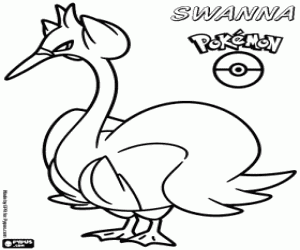 desenho de Pássaro branco Pokémon, Swanna para colorir