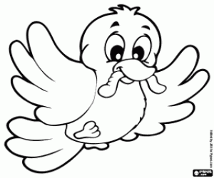 desenho de Pássaro com um verme para colorir