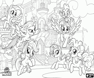 desenho de Pôneis de Equestria no Festival para colorir