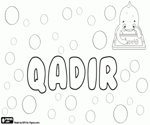 desenho de Qadir, nome árabe para menino para colorir