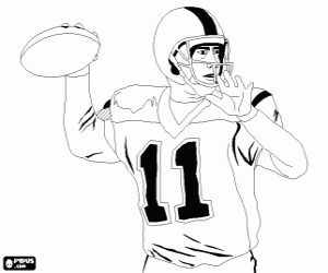 desenho de O quarterback em ação para colorir