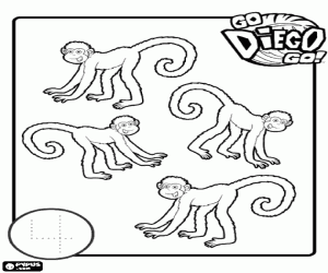 desenho de Os quatro macacos de Diego para colorir