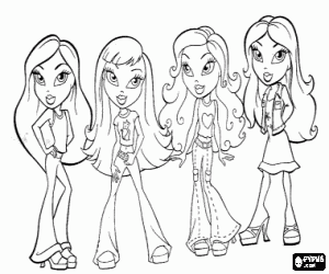 desenho de Quatro meninas Bratz para colorir