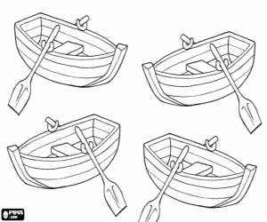 desenho de Quatro pequenos barcos a remos para colorir