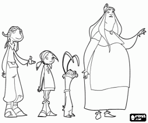 desenho de Quatro personagens, Caçadores de Dragões para colorir