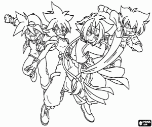 desenho de Quatro personagens de Beyblade para colorir