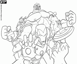 desenho de Quatro super-heróis de Avengers para colorir