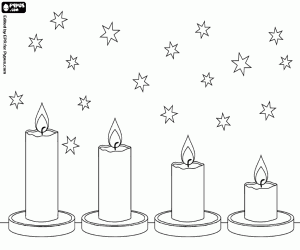 desenho de Quatro velas, fundo das estrelas para colorir