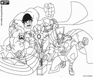 desenho de Quatro dos Vingadores para colorir