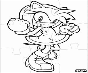 desenho de Quebra-cabeça de Amy Rose, Sonic para colorir