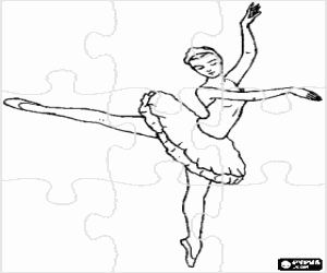 desenho de Quebra-cabeça de uma bailarina para colorir