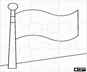 desenho de Quebra-cabeça de uma bandeira branca para colorir