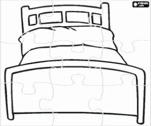 desenho de Quebra-cabeça de uma cama de solteiro para colorir
