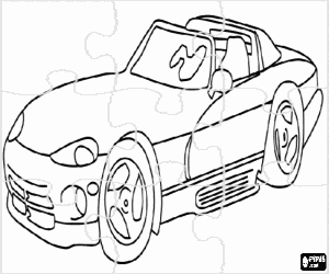 desenho de Quebra-cabeça de um carro conversível para colorir