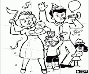 desenho de Quebra-cabeça de uma festa de família para colorir