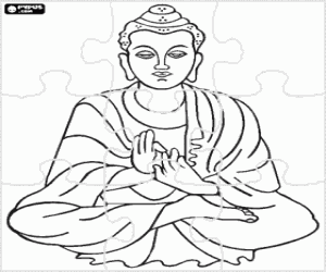 desenho de Quebra-cabeça de Gautama Buda para colorir
