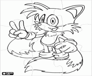 desenho de Quebra-cabeça de Miles Tails, Sonic para colorir