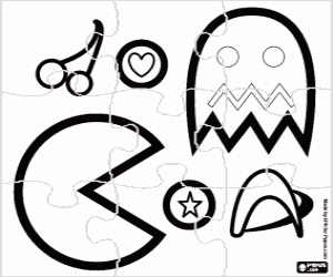 desenho de Quebra-cabeça de Pac-Man para colorir