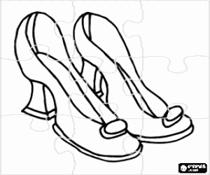 desenho de Quebra-cabeça de sapatos de salto alto para colorir
