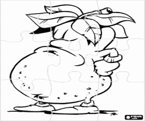 desenho de Quebra-cabeça de uma batata para colorir