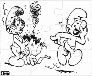 desenho de Quebra-cabeça do Joca Smurf para colorir