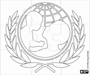 desenho de Quebra-cabeça do logo da UNICEF para colorir