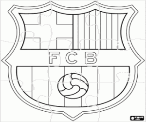desenho de Quebra-cabeça do logo do FC Barcelona para colorir