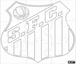 desenho de Quebra-cabeça do logo do Santos FC para colorir