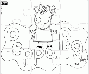 desenho de Quebra-cabeça do logotipo da Peppa Pig para colorir