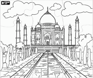 desenho de Quebra-cabeça do Taj Mahal, Índia para colorir