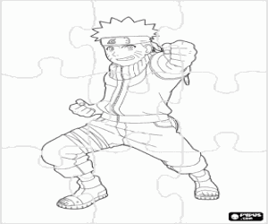 desenho de Quebra-cabeça com o ninja Naruto para colorir