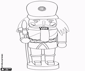 desenho de Um quebra-nozes, um soldado com lança para colorir