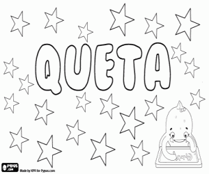 desenho de Queta, abreviatura de um nome para colorir