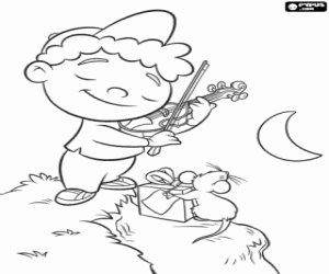 desenho de Quincy toca o violino para colorir