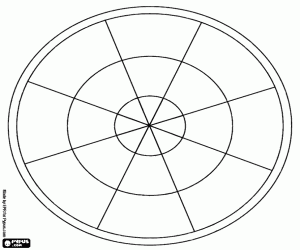 desenho de Radial mandala em três listras para colorir