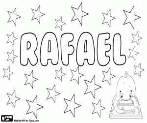 desenho de Rafael, nome em vários idiomas para colorir