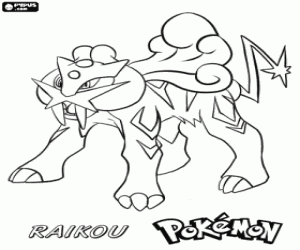 desenho de Raikou, um Pokémon lendário para colorir